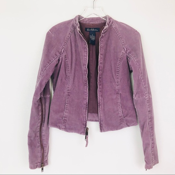 Earl Jean Purple Corduroy Moto Jacket with Zippered Sleeves - Picture 3 of 5